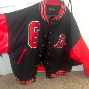 Red Oversized Varsity Jacket